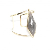 Boho Grey Geometric Stone Cut-Out Cuff Bracelet